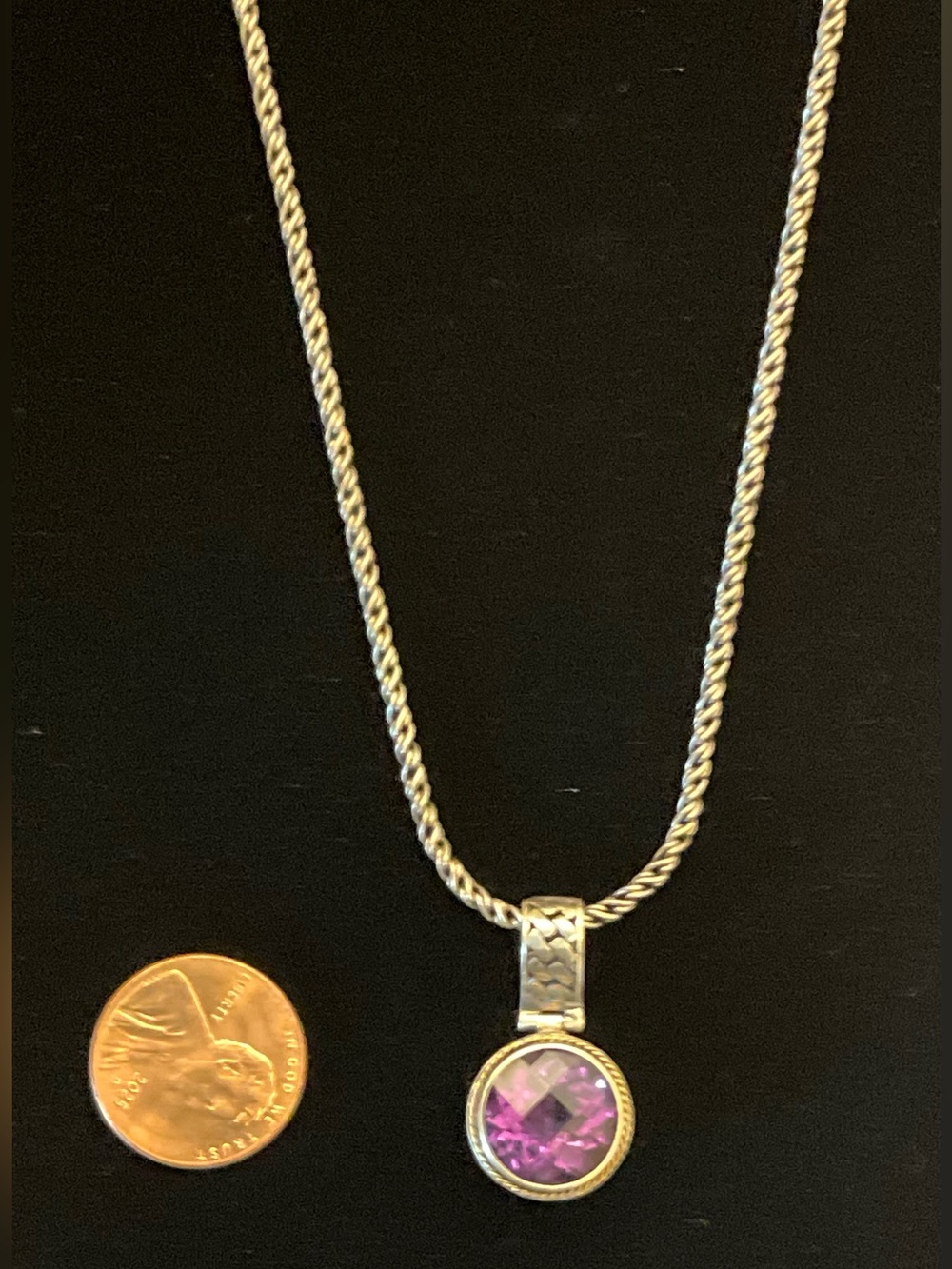 EFFY BH .925 Sterling Silver & 18K Amethyst pendant on EFFY sterling chain 18”